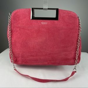 AVENUE 67 suede pink coral leather tote bag made in italy
